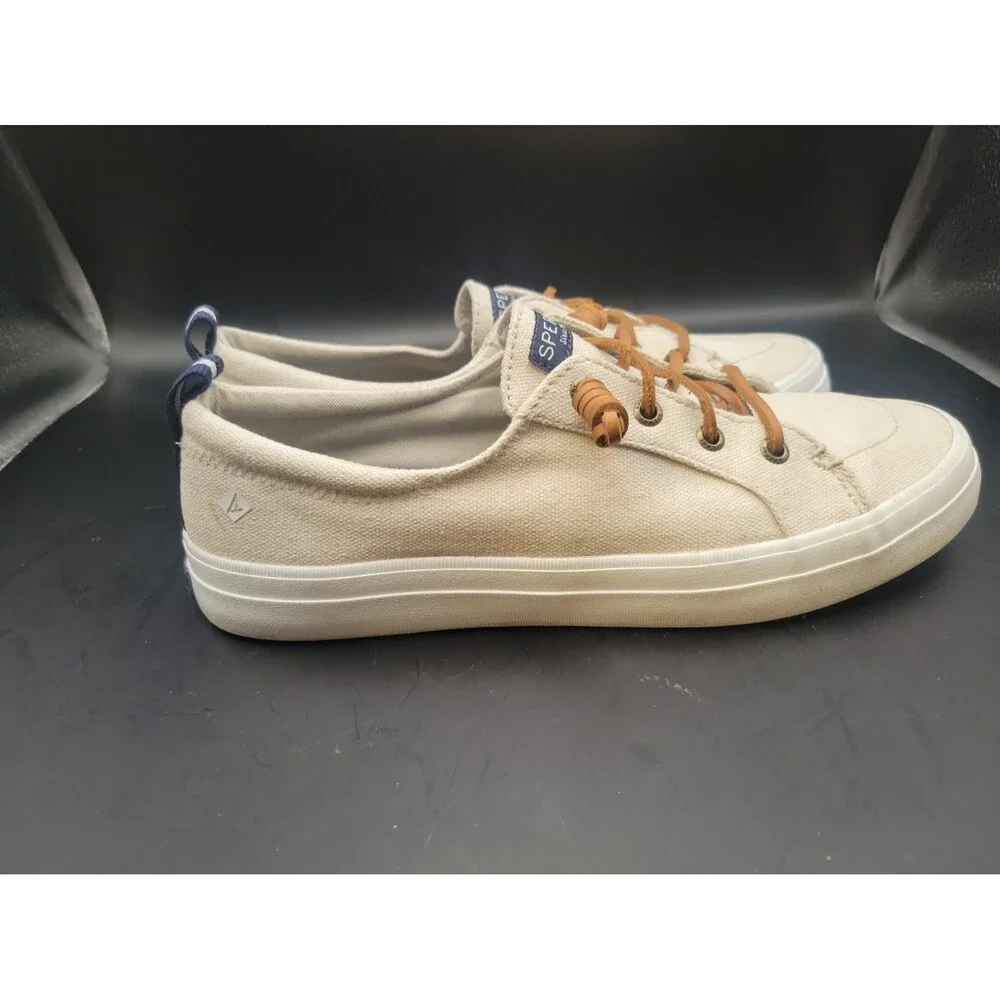 Sperry Top Sider Crest Vibe Womens Oat Beige Tan Boat Slip On Shoes Size 8.5